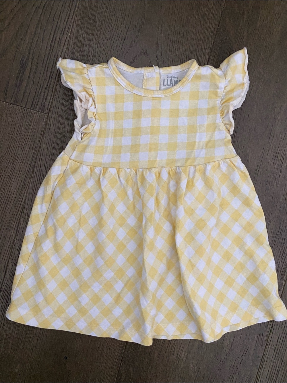 Yellow & White Gingham Flutter-Sleeve Kids Dress